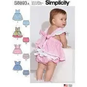 Simplicity Sewing Pattern 8893 Baby Infant Pinafores Panties Size XXS-L