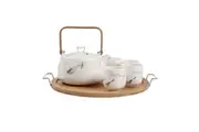 Imperial Marble Style Ceramic Japanese Tea Pot Set (Without Tray)