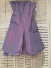Nicole Miller blue/purple iridescent taffeta strapless dress - sz 4