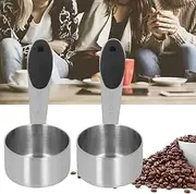 2Pcs Stainless Steel Coffee Measuring Scoop,1'8 Cup 30ml Measuring Tablespoon Table Spoon,Silicone Steel Measuring Spoon, Coffee Bean Measuring Spoon, Milk Powder,Teaspoon for Home