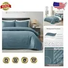 Cozy All-Season Blue Baroque Quilt Set for California King Beds - 3-Piece Design