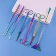 Aquarium Stainless Scissor Cleaning Tool Plant Tweezers Fish Tank Kit Colorful