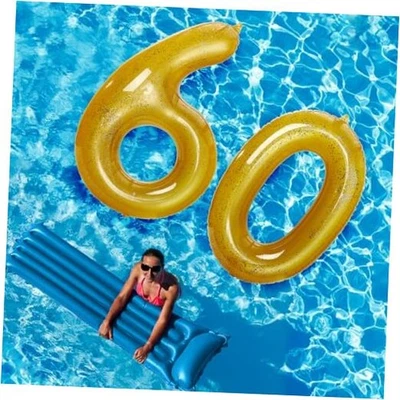 48 Inch Inflatable Number Pool Float – Giant Balloon Style Birthday Gold 60