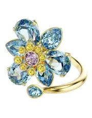 [Swarovski] Idyllia Open Flower Gold Tone Plated Ring in Blue
