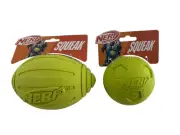 Nerf Dog NEW 2 Squeak Throw Toys Set 7" Football & 3.8" Mini Soccer Ball Lot
