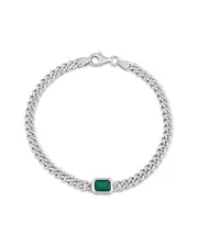 Rina Limor Silver 0.90 ct. tw. Emerald Curb Link Bracelet