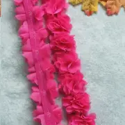 BlossomLace: 2" Hot Pink Chiffon Flower Ribbon for Bridal DIY & Wedding Decor (4