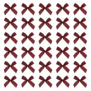100 Pcs Mini Gingham Ribbon Bows 1.8 Inch Satin Ribbon Bows, Black Red