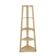 Corner Ladder Oak 5 Tier Layer Book CD Shelving Rack Dispaly Storage Orgainser