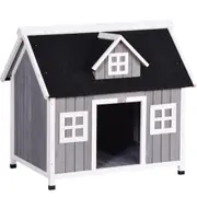 YES4PETS Grey Large Timber Pet Dog Puppy Wooden Cabin Kennel Timber House