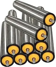 9 Pack Transmission Replacement Part, 25 38 50 60 in Diam Durable Conveyor Roller for Home DIY & Industrial, Yellow Nylon End Caps Unpowered Rollers(9 PCS D-2"/50mm,L-450MM/17.7in)