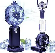 AnnuoYi Portable Fan,Handheld Fan Misting Fan,5000mAh Battery Powered Fan, 5 Speeds Portable Fan Rechargeable, USB Spray Fan with Base and Water Tank, Foldable Mini Desk Fan for Travel, Home, Office