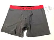 New ISSAC MIZRAHI Blk Cotton Modal Stretch Grey Boxer Brief Underwear sz L NWT