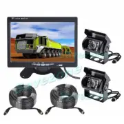 2 x 4Pin CCD Reverse Camera + 7" LCD Monitor Car Rear View Kit Bus Truck 12V/24V