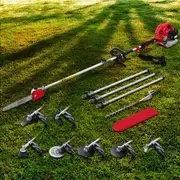 12" Bar Giantz 62CC Pole Chainsaw Hedge Trimmer Brush Cutter Whipper 9-in-1 MultiTool Saw Red 5.6M Long Reach