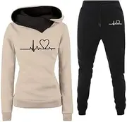 [DSAoTeng] Women Two Piece Full Set Plus Size 3D Heart Printed Pattern Hoodie and Sweatpants Set Leisure Outfit