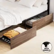Artiss 2x Metal Trundle Bed Frame Storage Drawers Black
