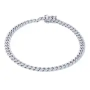 14K White Gold Solid Mens 5mm Miami Cuban Link Chain Bracelet Box Clasp 9"