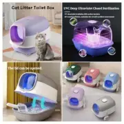 UVC Sterilized Fully Enclosed Cat Litter Box Pet Toilet Odor Elimination Basin