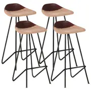 Bar Stools 4 pcs Brown Real Leather vidaXL