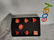 Metal DND Dice Set Red & Gold Polyhedral D&D Dungeons Role Playing Games