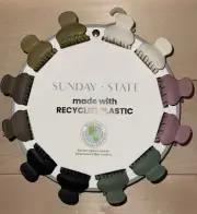 NEW Sunday State Set Of 12 Mini Hair Clips Claw Recycled Plastic Natural Colors