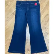 Spanx Pull On Flare Jeans Midnight Shade Dark Blue Women's 2XL Petite NWT
