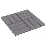 30 Pcs Hardwood Decking Tile Set Non-Skid Plug-In Flooring Outdoor Deck Tiles