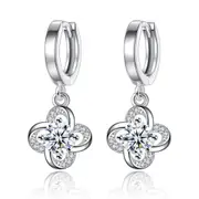2PCS Copper Woman Jewelry Fashion Retro Hollow Flower Long Earrings
