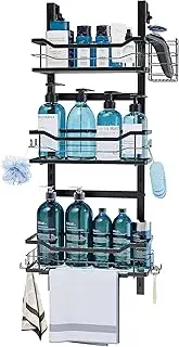Shower Caddy Hanging Over Door Bathroom Caddy Shelf 3-tier No Drilling Shower Storage Basket with Towel Racks and Razor Holder