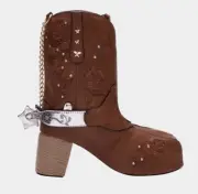 Betsey Johnson Kitsch Giddy Up Cowgirl Cowboy Western Brown Boot Crossbody Bag