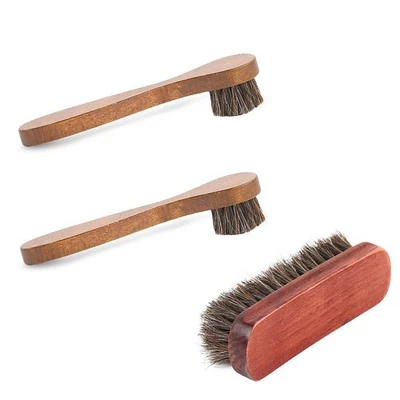 1Set Horsehair Shoe Brush Shine Kit Shoe Polish Kit Shoe Dust Remover Shoe9865