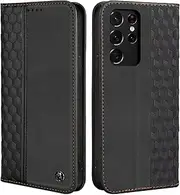 [CXTcase] Case for Samsung Galaxy S21 Ultra 5G, Shockproof PU Leather Flip Folio Cover with Card Slots, Magnetic Wallet Case for Samsung Galaxy S21 Ultra 5G, Black