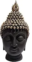 BadriKedar Resin Buddha Head Statue - Decorative Buddha Idol Showpiece for Home Living Room Table Decoration Gifts (Golden, 13.7 cm X 6.3 cm)