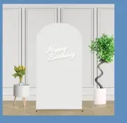 Lofaris White Arch Wall Wedding Backdrop Round Top Backdrop for Birthday Deco...
