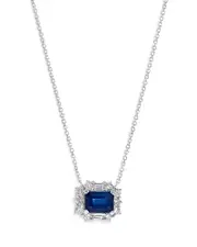 Bloomingdale's Fine Collection Sapphire & Diamond Halo Pendant Necklace in 14K White Gold, 16