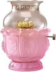 Oil Lamp Crystal Lotus Buddha Front Light Anti Oxidation Glass Kerosene Lamp Oil Lamps for Indoor Use Adjustable Switch Oil Lantern
