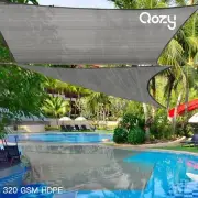 Qozy SUPER Extra Heavy Duty Sun Shade Sail 320gsm Square Rectangle Triangle Grey