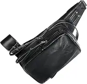 [LIFKOME] Men's Pu Sling Bag Crossbody Travel Pack Casual Sling Shoulder Bag Compact Chest Bag for Occasions