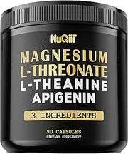 Magnesium L-Threonate 1500mg L-Theanine 200mg Apigenin 100mg Supplement - 90 Capsules - 10% Purified Elemental Magnesium