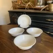 Corelle Calico Rose Cereal Bowl 6.25” Set 4 Beige Green Stripe Rim New Old Stock