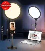 Desk Ring Light 10.5" LED Adjustable Stand Phone Holder Calls Makeup Streaming