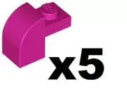 LEGO 5 New Magenta Slopes Curved 2 x 1 x 1 1/3 Recessed Stud Pink 6091 PK03