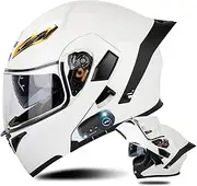 Full Face Helmet with DOT Approved of Built-in Dual Speaker Bluetooth Motorcycle Helmet Dual Visor Flip up Modular with Microphone Motorbike Street Bike Moped Helmet for Adult Men and Women