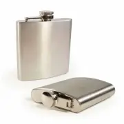 E-Volve Hip Flask - 6Oz - Stainless Steel - Brushed Silver for Birthday Wedding
