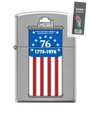 Zippo 82147 vintage fuel can american flag 76 1776 - 1976 Lighter + FLINT PACK