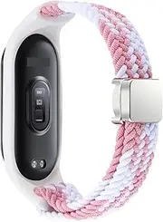 BWAD Braided Strap for Xiaomi Mi Band 8 Elastic Nylon Solo Loop Adjustable Watch band Magnetic Buckle bracelet for Miband 8 NFC Watchbands