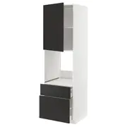 METOD / MAXIMERA hi cab f ov w dr/2 frnt/1 m/1 h drw, white/Nickebo matt anthracite, 60x60x200 cm