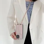 Crossbody Wallet Phone Case for iPhone 14 13 12 11 Pro Max XR XS X 8 7 SE 2 3 Card Holder Lanyard Chain Strap Cord Bag Cover,Rose Gold,for iPhone SE 2022