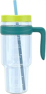 Tronco 50oz Tritan Plastic Tumbler with Lid & Straw – BPA-Free, Clear Water Bottle with Time Markers – 100% Leak-Proof, Wide Mouth – Perfect for Iced Coffee, Juice, Smoothies & Bubble Tea